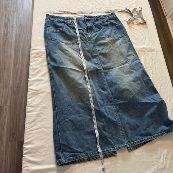 Vtg Y2K 2000s Denim Maxi Skirt Plus Size 20 Punk Grunge Skater - Picture 6 of 6